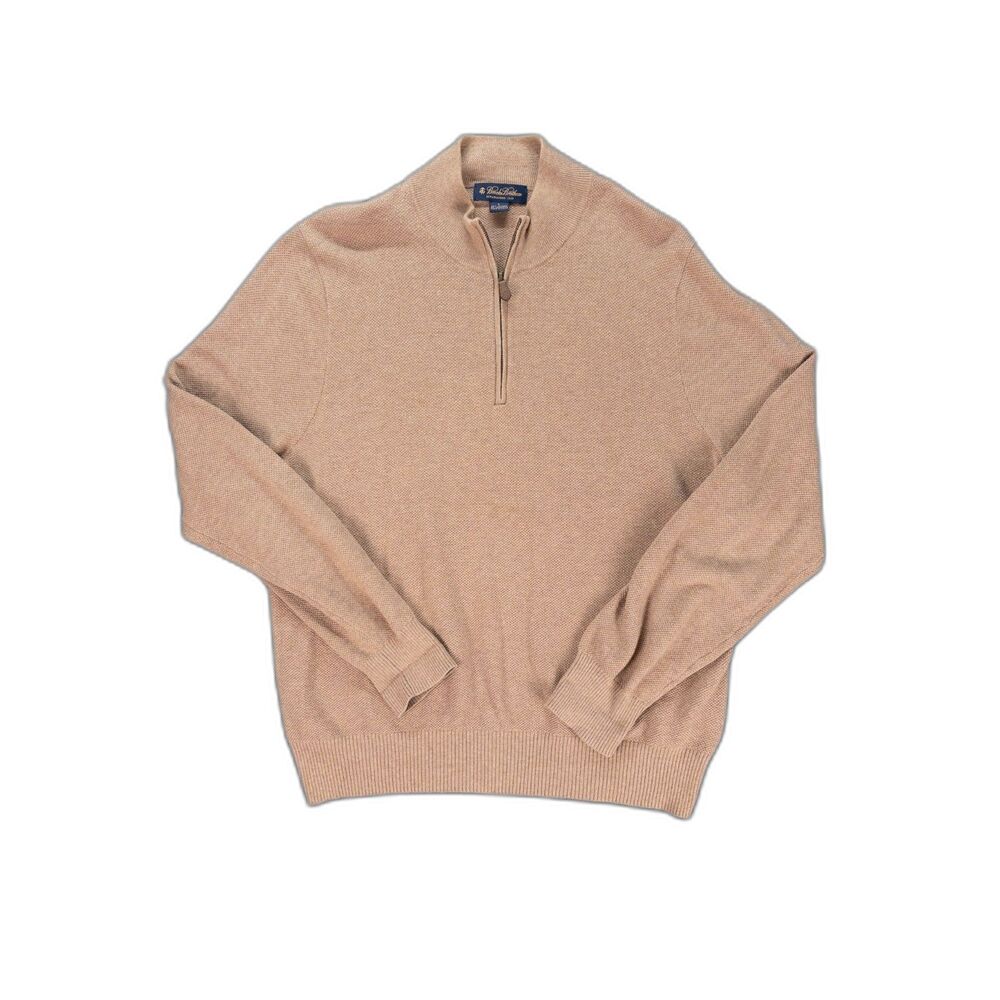 Brooks Brothers Cotton Cashmere 1/4 Zip Pullover Sweater Mens Size Large